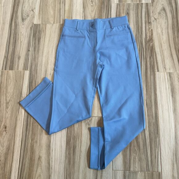 BetaBrand Cropped Cuffed Pull on Pants Elastic Waist Sz M Blue Career Casual - Picture 1 of 7